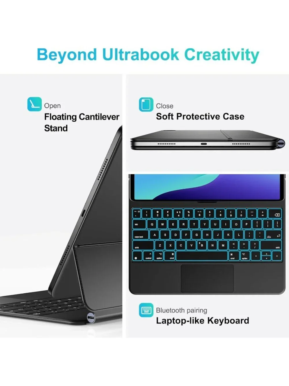 Magnetic Keyboard Case iPad 11 (A16, 2025) 10th Ultra-Slim Multi-Touch Trackpad